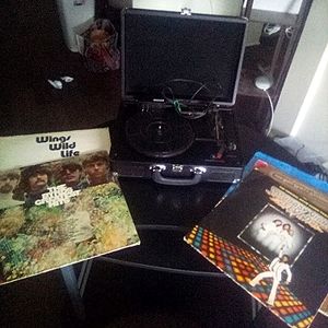 Record player with Assorted vinyls
